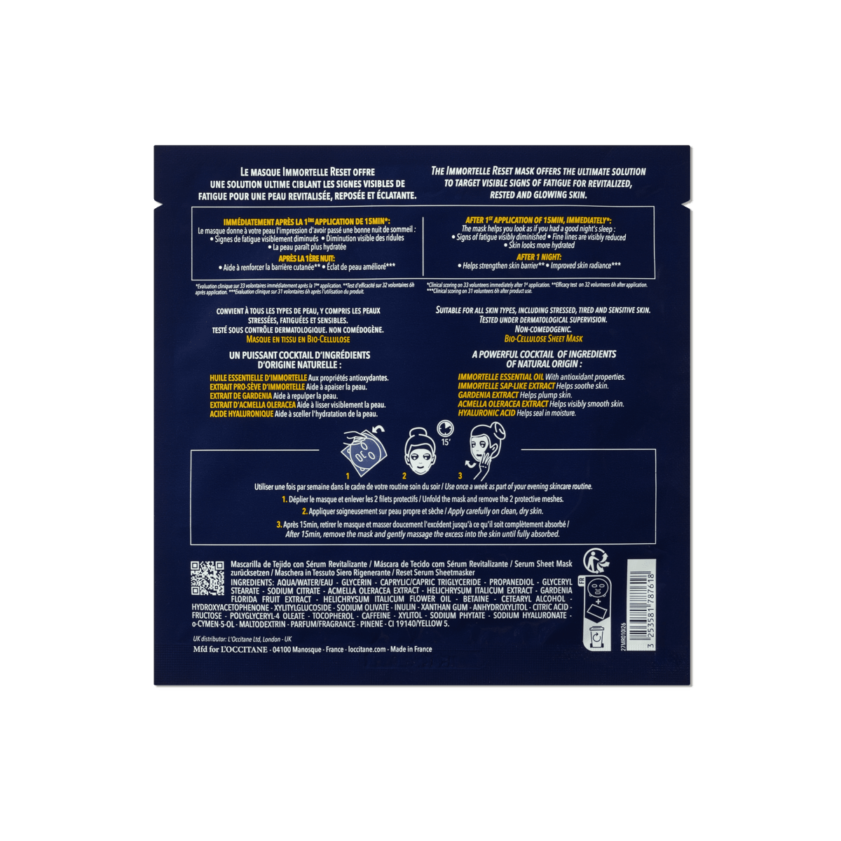 Mascarilla Facial Nocturna Immortelle Reset Normal L'Occitane