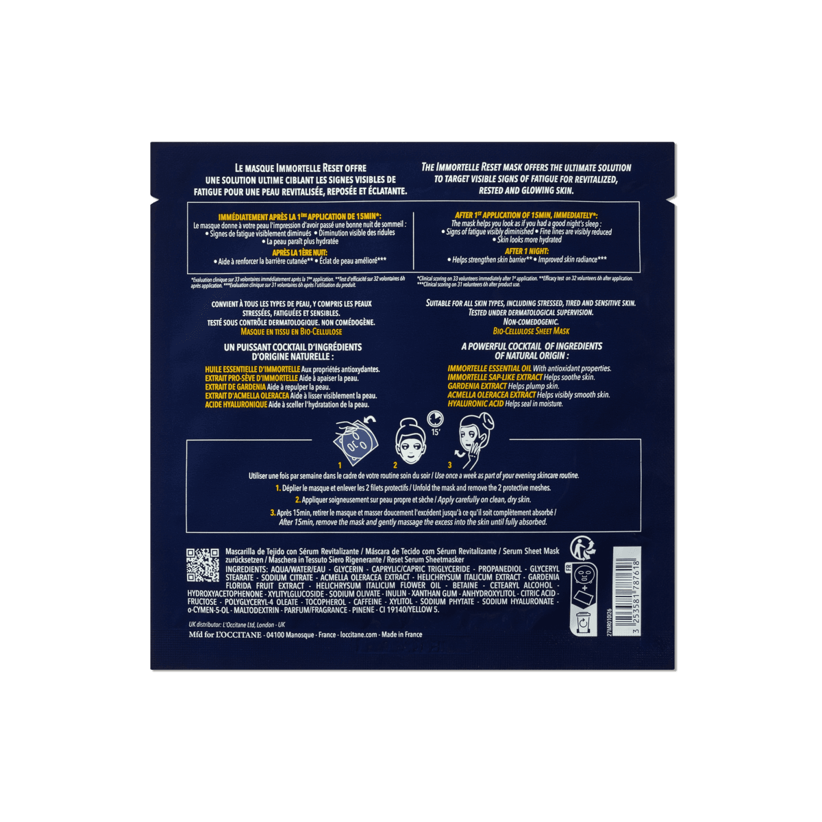 Mascarilla Facial Nocturna Immortelle Reset Normal L'Occitane